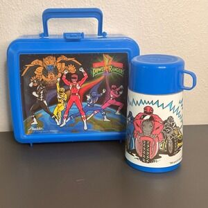 Aladdin Lunch Box Kids OS Blue Good Mighty Morphin Power Rangers 1993 Thermos